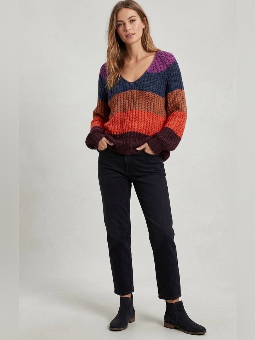 American Eagle color block stripe Sweater Size Large